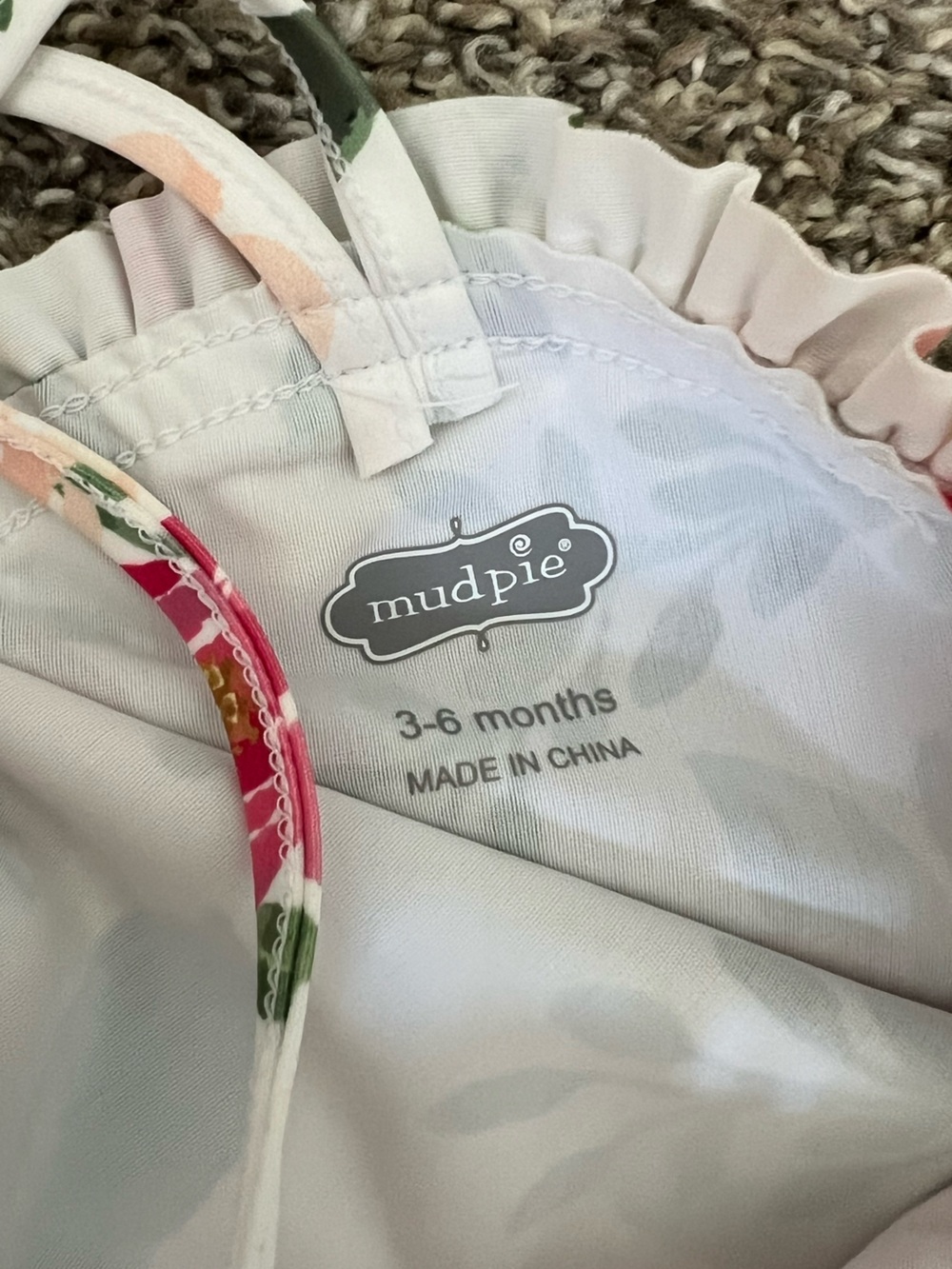 Mud Pie White Floral One-Piece Swim - Pink Rose Accents - Picture 5 of 6